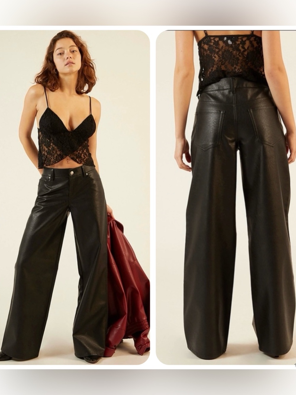 PacSun Pants Women’s S Black Wide-Leg Faux Leather LIKE NEW!